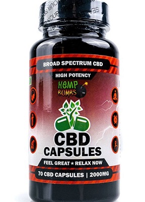 Hemp Bomb - high potency (28.6mg/capsule) 70 CBD capsules 2000m