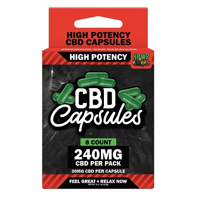 Hemp Bomb - high potency (28.6mg/capsule) 12 CBD capsules 240mg